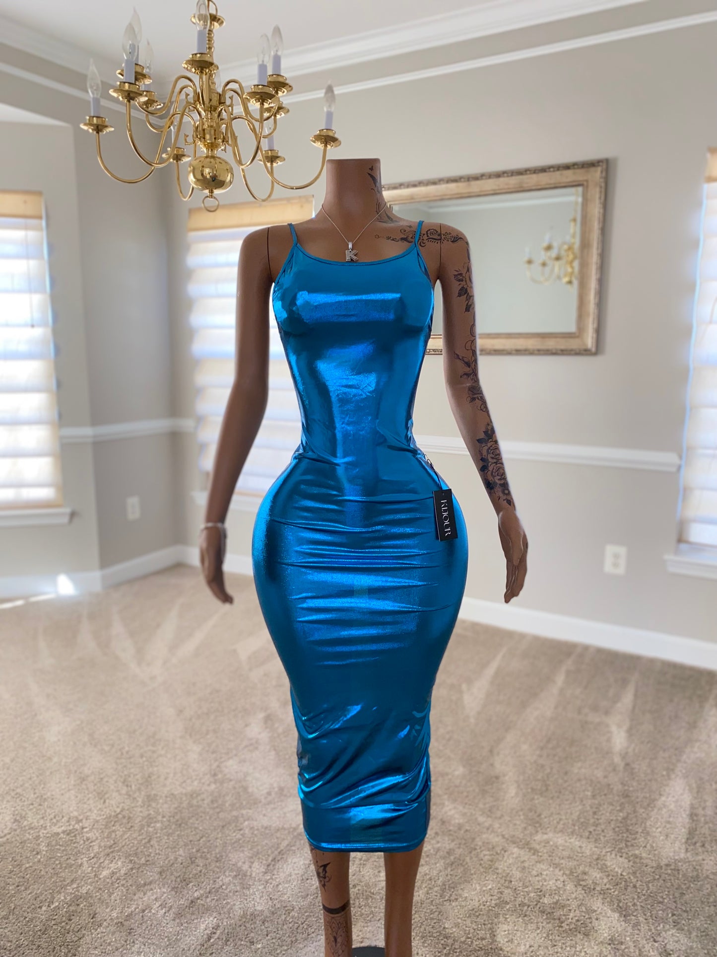 Ocean Blue Metallic Dress
