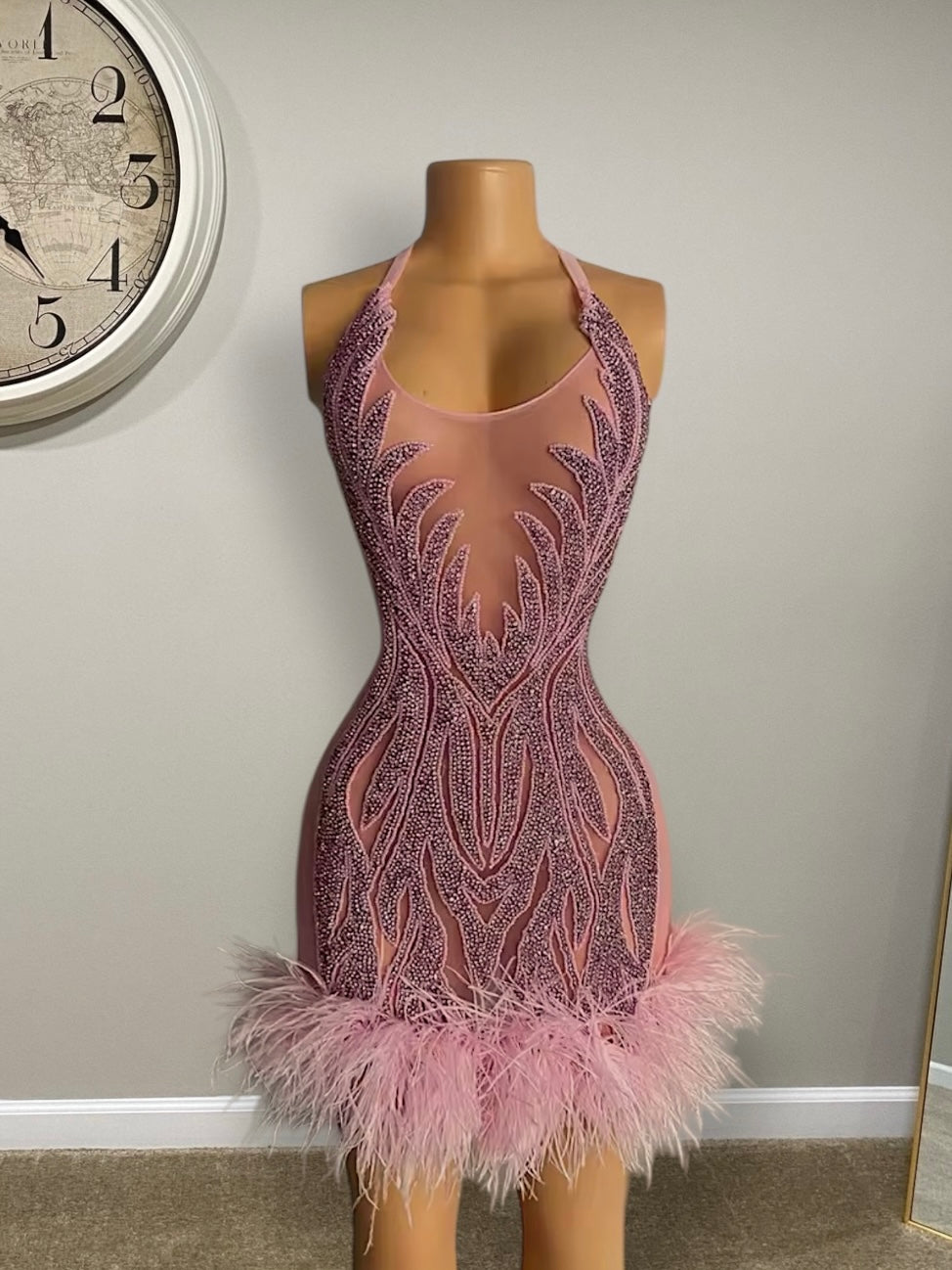 Sasha Pink Feather Dress